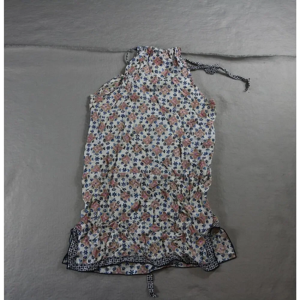 Tory Burch Dress S Silk Floral Sleeveless Mini Drawstring Spring 2013 Resort